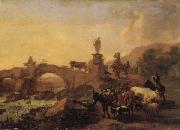 BERCHEM, Nicolaes Italian Landscape with a Bridge painting